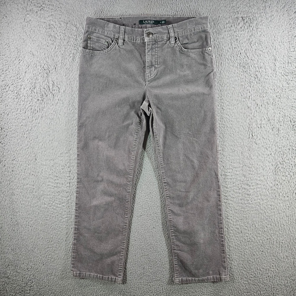 Lauren Ralph Lauren Womens Classic Straight Corduroy Pants Gray Size 4 Stretch